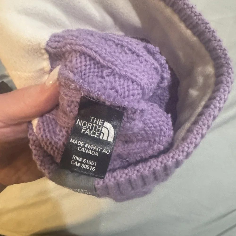 THE NORTH FACE Cable Knit Beanie Hat Purple Youth Junior‎ Winter Toboggan